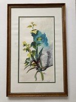 Watercolor on a botanical theme, in a glazed wooden frame