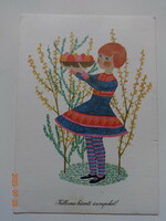 Old graphic Easter greeting card, Dawn Gabriella drawing