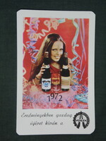 Card calendar, wax, white wine, erotic female model, 1972, (1)