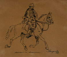 István Benyovszky (1898 - 1969): hussar on horseback 1917