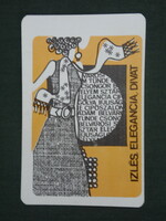 Kártyanaptár, Meruker,Mecsek Áruház,grafikai rajzos,divat,női modell,1972 ,  (1)