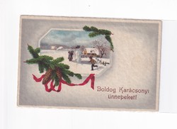 K:091 Christmas antique postal clear postcard