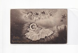 K:085 Karácsonyi Antik képeslap Fekete-fehér Vallásos-ázott a hátulja!
