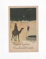 K:085 Christmas antique postcard 1920 black and white