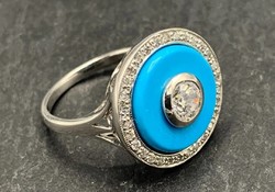 Wonderful turquoise stone ring, size 57, sterling silver, 925, new