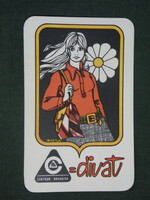 Kártyanaptár, Centrum Áruház,grafikai rajzos,divat,női modell,1972 ,  (1)