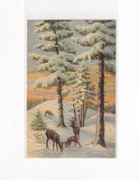 K:091 Karácsonyi  antik postatiszta képeslap (Festmény hatású lap)