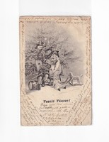 K:085 Karácsonyi Antik képeslap 1902 Fekete-fehér