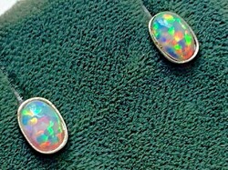 Noble opal gemstone/sterling silver earrings, 925 - new