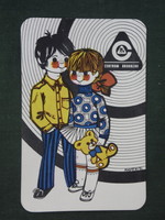 Card calendar, center store, children's clothing fashion, graphic artist, 1972, (1)