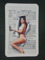 Kártyanaptár, Totó Lottó szerencsejáték, erotikus női modell,1972 ,  (1)