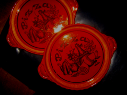 Pizza baking dish bright glazed bay ceramic cerabak 190-22 vintage