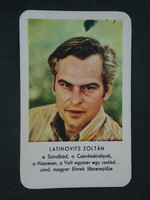 Card calendar, movie theater, actor Zoltán Latinovits, 1972, (1)