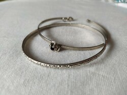 Retro silver bracelets (1 with a pattern all over and 1 with a small rose)