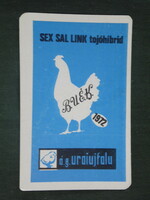 Kártyanaptár, Uraiújfalu állami gazdaság,csirke, tojás termelő,grafikai rajzos, 1972 ,  (1)