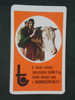 Kártyanaptár, Takarékszövetkezet, háztáji szarvasmarha, női modell,1972 ,  (1)