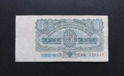 Csehszlovákia 3 Korun, Korona 1961, F+