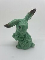English Sylvac long-eared green rabbit 14cm damaged
