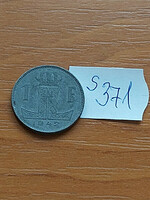 Belgium belgique - belgie 1 franc 1942 ww ii, zinc, iii. King Leopold s371