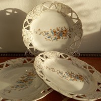 Art Nouveau cake plates with openwork edges, with special painting