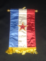 Old Yugoslavian silk hand sewn table flag