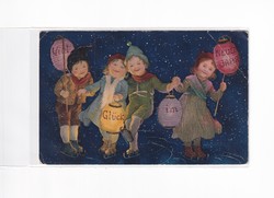 K:123 búék - New Year's antique postcard, nice litho