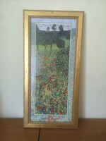 Gustav klimt meadow with poppies / goebel porcelain wall picture