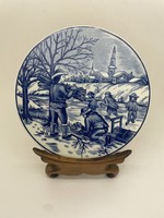 Ritka Royal Delft blue holland porcelán tányér 18.5cm rőzsegyűjtő
