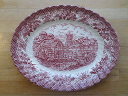 Angol pink porcelán ovális kínáló tál 24,5 x 30 cm