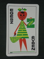 Kártyanaptár, Zöldért zöldség gyümölcs vállalat, grafikai rajzos, humoros,1972 ,  (1)