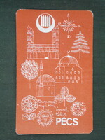Kártyanaptár, Pécs Turist, kulturális iroda,grafikai rajzos, 1972 ,  (1)