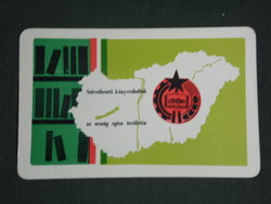 Kártyanaptár, SZÖVKÖNYV könyvesboltok,grafikai térképes,1971 ,  (1)
