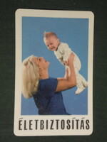 Kártyanaptár, Állami Biztosító,életbiztosítás, anya gyerek modell, 1970 ,  (1)
