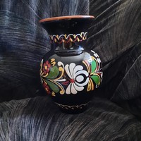 Hódmezővásárhelyi kerámia festett-mázas váza