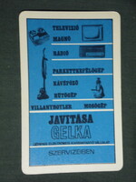 Kártyanaptár, Gelka háztartásigép szerviz, grafikai rajzos,rádió,televízió, 1970 ,  (1)