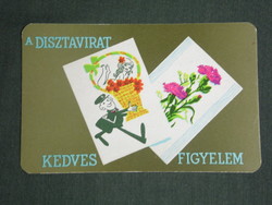 Card calendar, Hungarian post office, price table, graphic artist, flower, decorative telegram, telephone, 1971, (1)