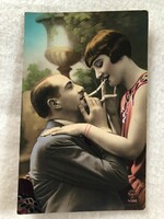 Antik, régi romantikus képeslap               -7.