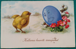Régi húsvéti képeslap " Csirke,Tojás" ,futott