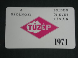 Card calendar, Szolnok tüzep building material company, túrkeve, martfü, karcag, Jászapáti, 1971, (1)