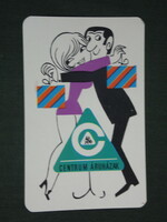 Kártyanaptár, Centrum áruház, grafikai rajzos,humoros,erotikus női modell, 1971 ,  (1)