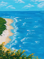 Beach in spring c. Painting