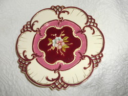 Art Nouveau majolica plate-flower pattern, openwork border--steidl znaim