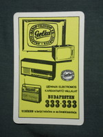 Card calendar, gelka home appliance service, graphic designer, radio, television, 1970, (1)