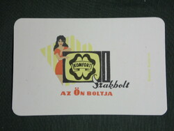 Kártyanaptár, Komfort áruház,Veszprém,grafikai rajzos,női modell , 1971 ,  (1)