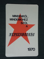 Kártyanaptár, Népszabadság napilap,újság,magazin,1970 ,  (1)