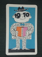 Kártyanaptár, Könyvterjesztő vállalat, grafikai rajzos, reklám figura,1970 ,  (1)
