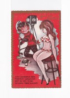 T:011 Krampuszos antik képeslap postatiszta (Pajzán krampusz)