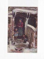 K:144 Karácsonyi  antik képeslap / postatiszta művészi