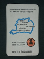 Kártyanaptár, Iparcikk üzletek,Szombathely,Kőszeg,Körmend,szentgothárd,Celldömölk, 1971 ,  (1)