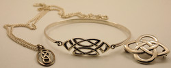 Artdeko silver jewelry set bracelet chain + pendant brooch art deco 925 sterling